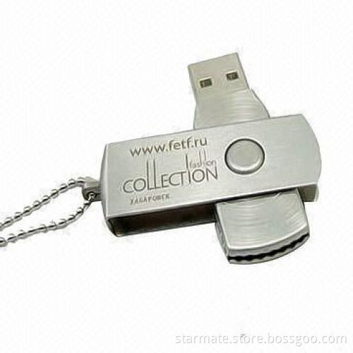Metal Swivel USB Drive, Sized 51 x 16mm, Silver Color